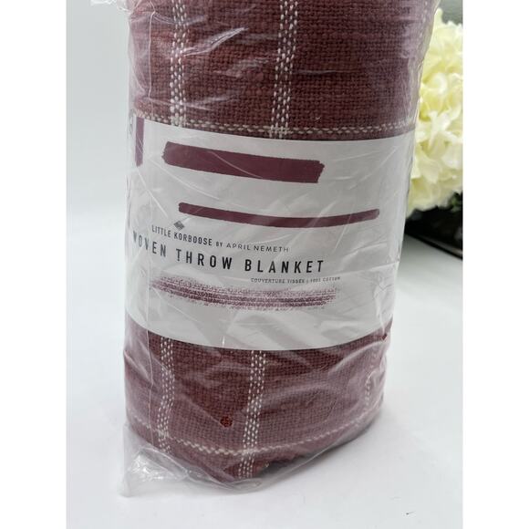 Little Korboose by April Nemeth Woven Cotton Throw Blanket RUST 50" x 60" New - Picture 3 of 7